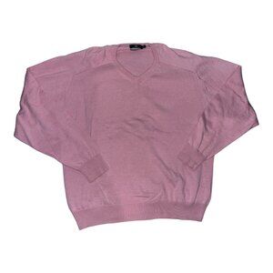 Vintage Mens Andrew Carrington Legend Pink Cotton Cashmere Sweater Size Large